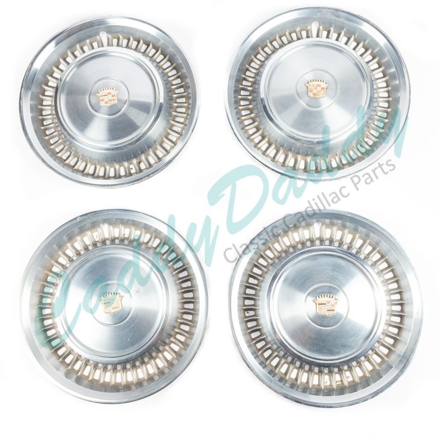 1971 1972 Cadillac (EXCEPT Eldorado) Wheel Cover Hub Cap Set (4 Pieces) USED