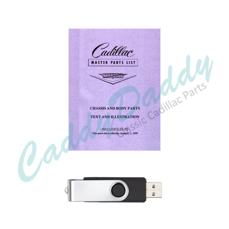 1952 1953 1954 1955 1956 1957 1958 Cadillac Master Parts List [USB Drive] REPRODUCTION Free Shipping In The USA