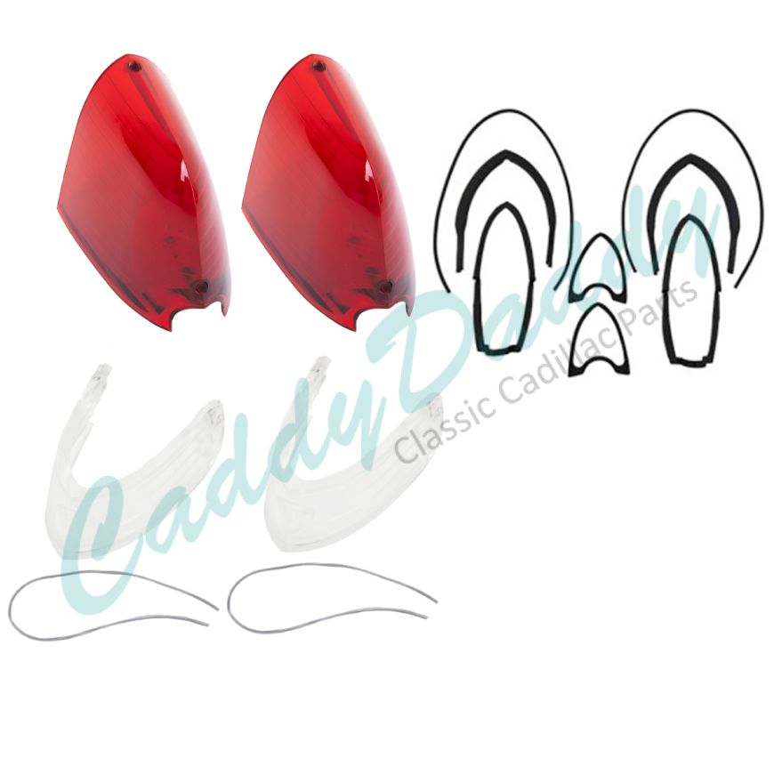 1954 1955 1956 Cadillac (See Details) Tail Light And Back Up Lenses With Gaskets Kit (16 Pieces) REPRODUCTION Free Shipping In The USA