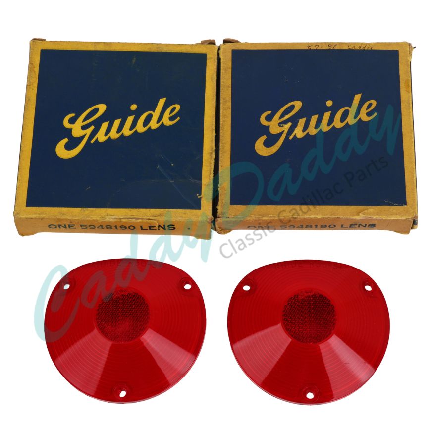 1957 1958 Cadillac Eldorado Biarritz And Seville Tail Light Lens With Guide Markings (1 Pair) NOS Free Shipping In The USA