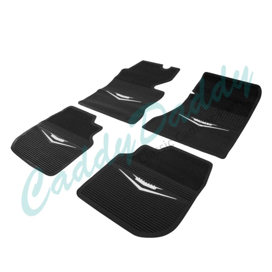 1961 1962 1963 1964 Cadillac Black Rubber Floor Mats (4 Pieces) REPRODUCTION Free Shipping In The USA