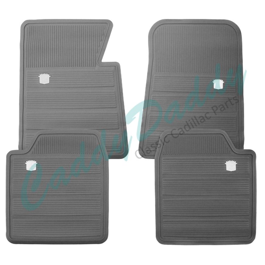 1965 1966 1967 1968 1969 1970 Cadillac Gray Rubber Floor Mats (4 Pieces) [Ready To Ship] REPRODUCTION Free Shipping In The USA