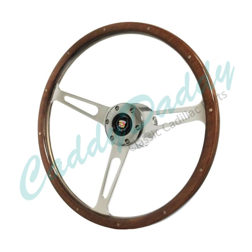 1980 1981 1982 1983 1984 1985 1986 1987 1988 1989 Cadillac Walnut Wood Grain S6 Riveted Steering Wheel Conversion Kit WITHOUT Tilt / Telescopic REPRODUCTION Free Shipping In The USA