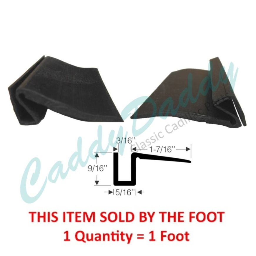 1937 1938 1939 1940 1941 1942 1946 1947 1948 1949 1950 1951 1952 1953 1954 1955 Cadillac Window Channel Filler Rubber Weatherstrip (Sold By The Foot) REPRODUCTION 