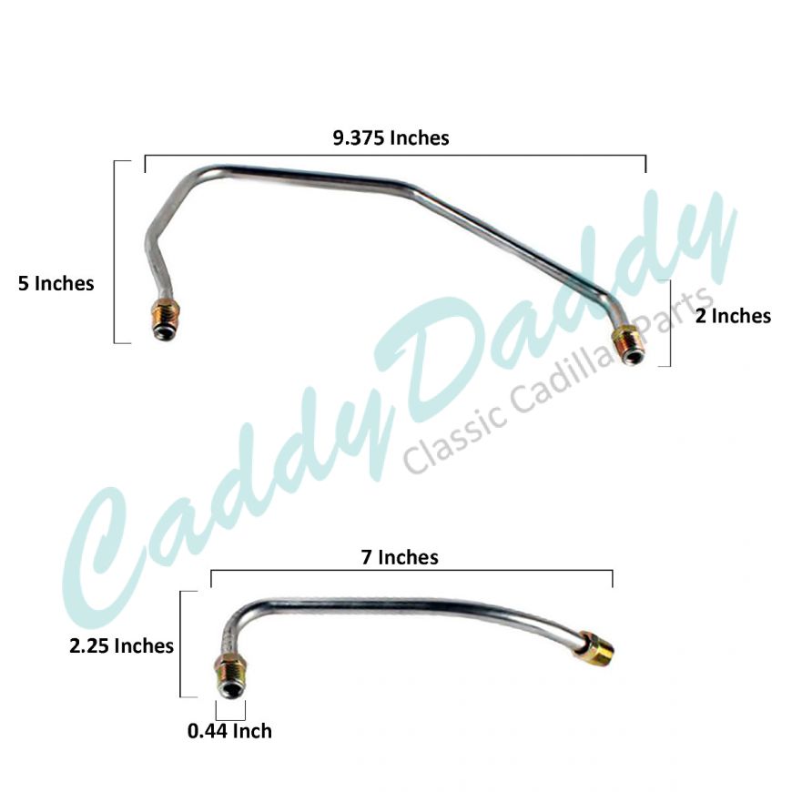 1957 Cadillac (WITH 2 x 4 BBL Carter Carburetors) Fuel Lines Set (2 Pieces) Stainless Steel or Original Equipment Design REPRODUCTION Free Shipping In The USA