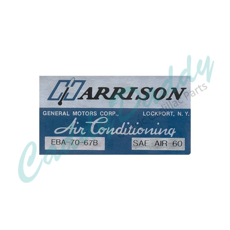 1967 Cadillac Harrison Air Conditioning (A/C) Evaporator Box Decal REPRODUCTION