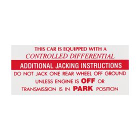 1962 1963 1964 1965 1966 1967 Cadillac Controlled Differential Jacking Instruction Decal REPRODUCTION