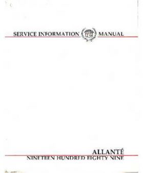 1989 Cadillac Allante Service Manual CD REPRODUCTION Free Shipping In The USA