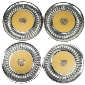 1977 1978 Cadillac Fleetwood Brougham Wheel Cover Hub Cap Set Yellow (4 Pieces) USED