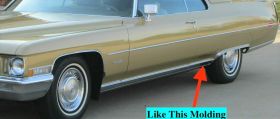 1971 Cadillac 2 Door Deville Rear Right Lower 1./4 Molding New Old Stock Free Shipping In The USA