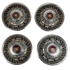 1983 1984 1985 1986 1987 1988 1989 1990 1991 Cadillac Wire Wheel Cover Hub Cap Set (4 Pieces) USED