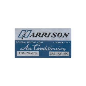 1967 Cadillac Harrison Air Conditioning (A/C) Evaporator Box Decal REPRODUCTION