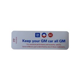 1968 1969 Cadillac Air Cleaner Decal "Keep Your GM Car All GM" REPRODUCTION